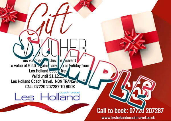 An example gift voucher for Les Holland Travel